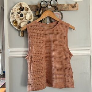 Lululemon Neutral Tan Mesh Athletic Top